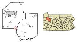 Location of Emlenton in Clarion County, Pennsylvania.