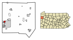 Location of Sharpsville in Mercer County, Pennsylvania.