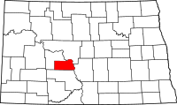 Map of North Dakota highlighting Oliver County