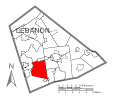 Map of Lebanon County, Pennsylvania highlighting South Annville Township