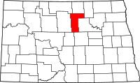 Map of North Dakota highlighting Pierce County