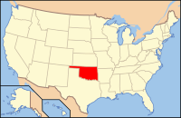 Map of the United States highlighting Oklahoma