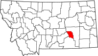 Map of Montana highlighting Treasure County