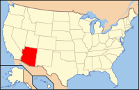 Map of the United States highlighting Arizona