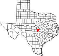 Map of Texas highlighting Burnet County