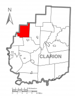 Map of Clarion County, Pennsylvania highlighting Ashland Township