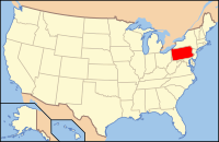 Map of the United States highlighting Pennsylvania