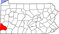 Location of Washington County in Pennsylvania