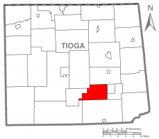 Map of Tioga County Highlighting Bloss Township