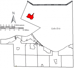 Location of Kelleys Island in Erie County