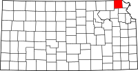 Map of Kansas highlighting Brown County